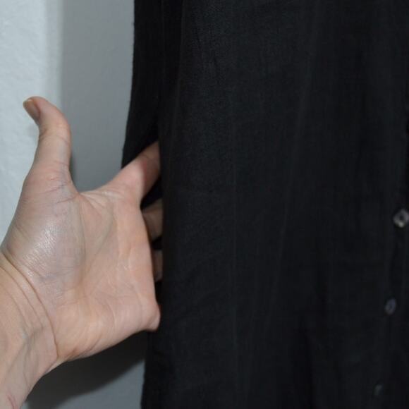 Sunbelt 100% Linen Black Button Down Maxi Shirt Dress Medium (Runs Very Large) - Picture 8 of 10